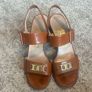 Salvatore Ferragamo Leather Sling Back Sandals 6.5B